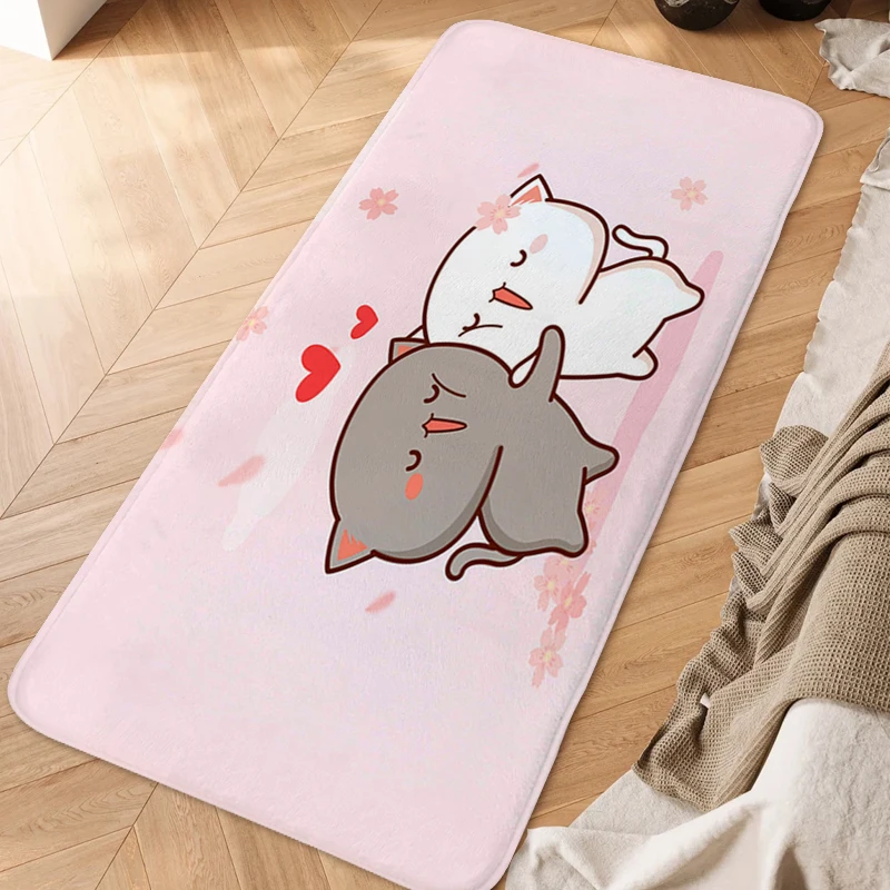 Custom Rug A-Peach Mochi Cats Aesthetic Living Room Carpet Funny Doormat Entrance Door Non Slip Carpet Room Decorating Items