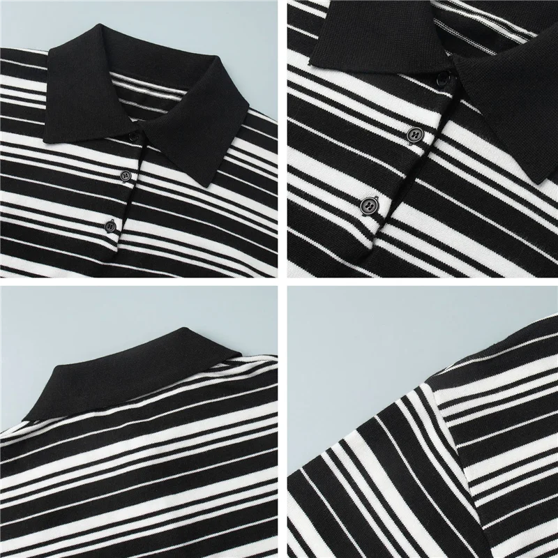 ASDS-gestreept damesshirt met lange mouwen en kleurblokken, zomershirt met gekerfde hals