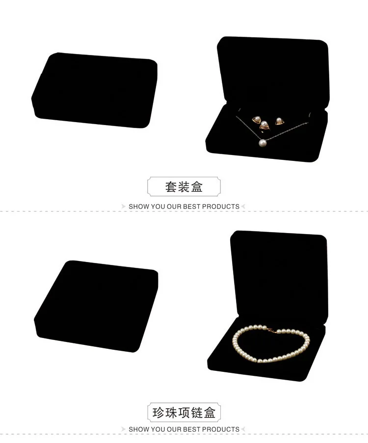 Schwarzer Samt Full Range Schmuckschatulle Ring Ohrringe Halter Armband Box Anhänger Halskette Organizer Schmuck Aufbewahrungsbox Geschenkbox – Detail 9