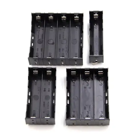 18650 Battery Case Holder 1/2/3/4 Slots 3.7V-4.2V DIY Battery Storage Box In Parallel Black Plastic Batteries Case With Hard Pin