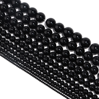 1 Strand 4/6/8/10mmGlass Black  Beads Gemstone Round Loose Beads for Jewelry Making