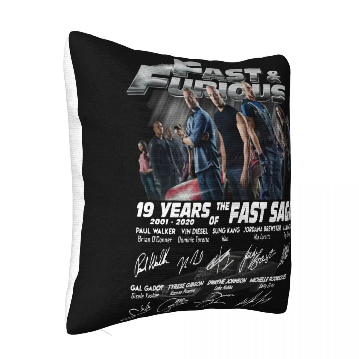 Fast Furious 19 Years 2001 2020 Of The Past Saga Signature Men Black Harajuku Pillow Case