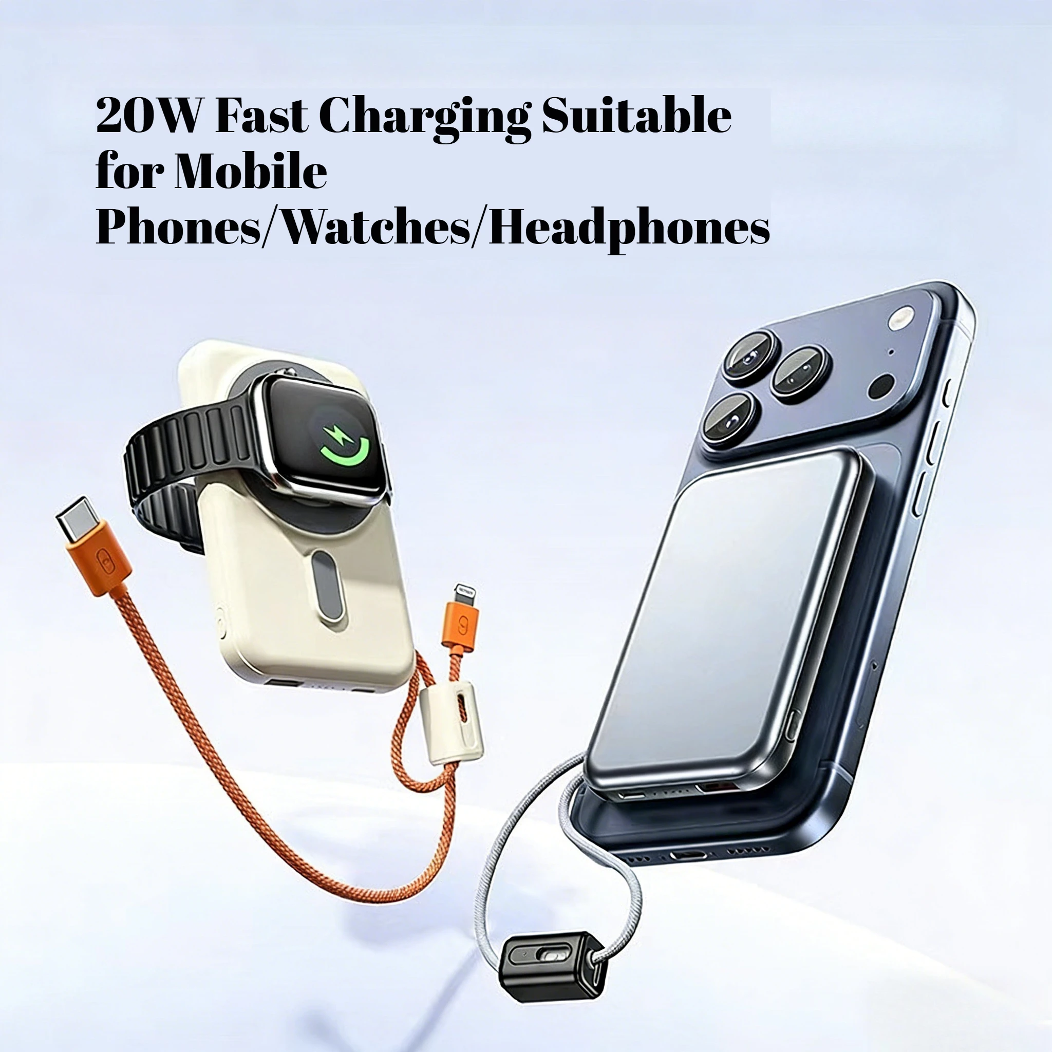 

Магнитный беспроводной блок питания емкостью 10000 мАч, быстрая зарядка 20 Вт, подходит для мобильных телефонов/часов/наушников