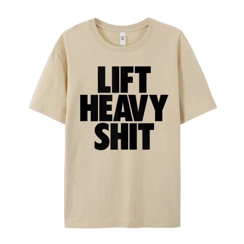 Lift Heavy Shit Funny Gym Christmas Cotton Fabric Round Neck Tops & Tees Short Sleeve Normal T-shirts Graphic Slogan T-Shirt