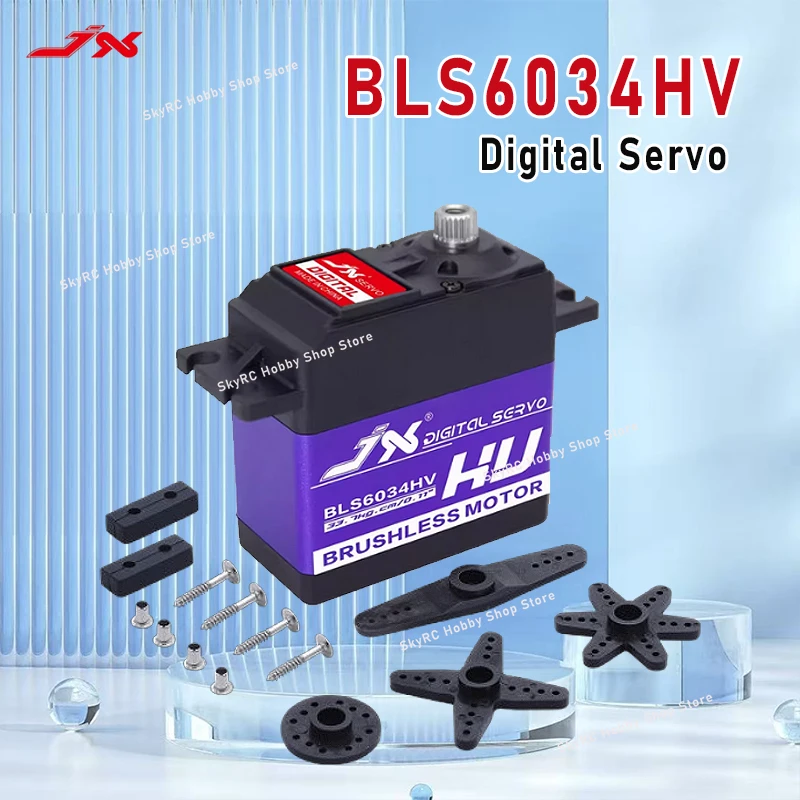 JX Servo BLS6034HV digitale servo - 34 kg koppel, 7,4 V, borstelloos, metalen tandwiel, voor RC-auto's, crawlers, boten en robotica
