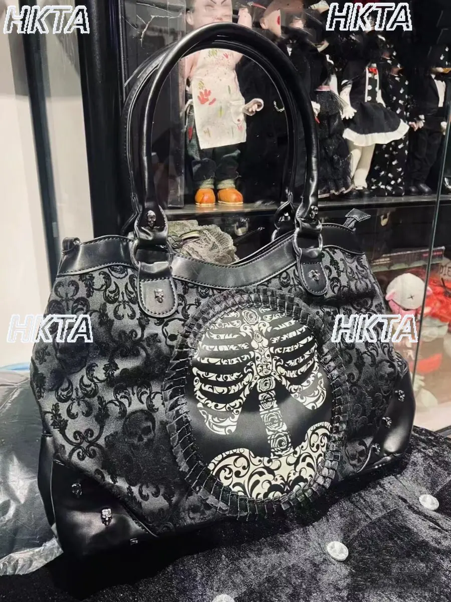 Dark Goth Punk Lolita Backpacks Print Tote Messenger Bags Subculture Y2k Vintage British 2026 Summer Bulk Lace Black Bag Women