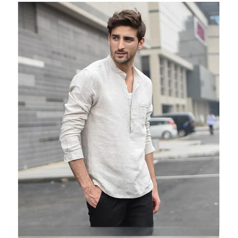 

Мужской удлиненный свитер-пуловер осенний, свободного кроя, повседневный, с воротником-стойкой, универсальный, на все сезоны