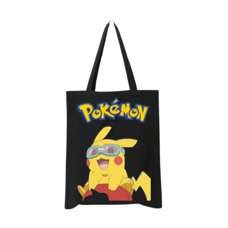 Anime Pokemon Canvas Bags Cute Cartoon Figures Print Shoulder Bag Large Capacity Leisure Fashion Portable Shopping Bag Tote Bag view 5