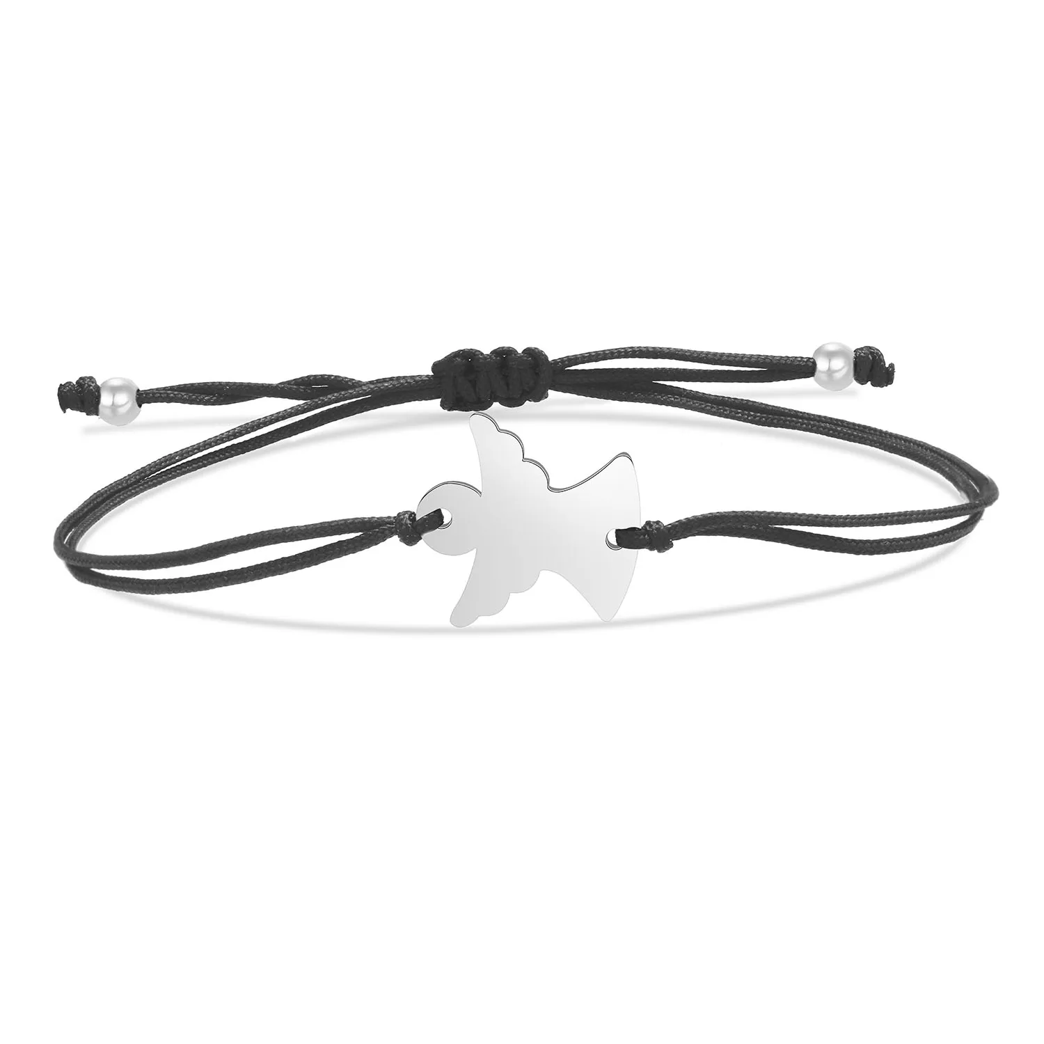Gold-plated Stainless Steel Good  Polished Smooth Angel Charm Bracelet Women Simple Red String Handmade Adjustable Jewelry Gift