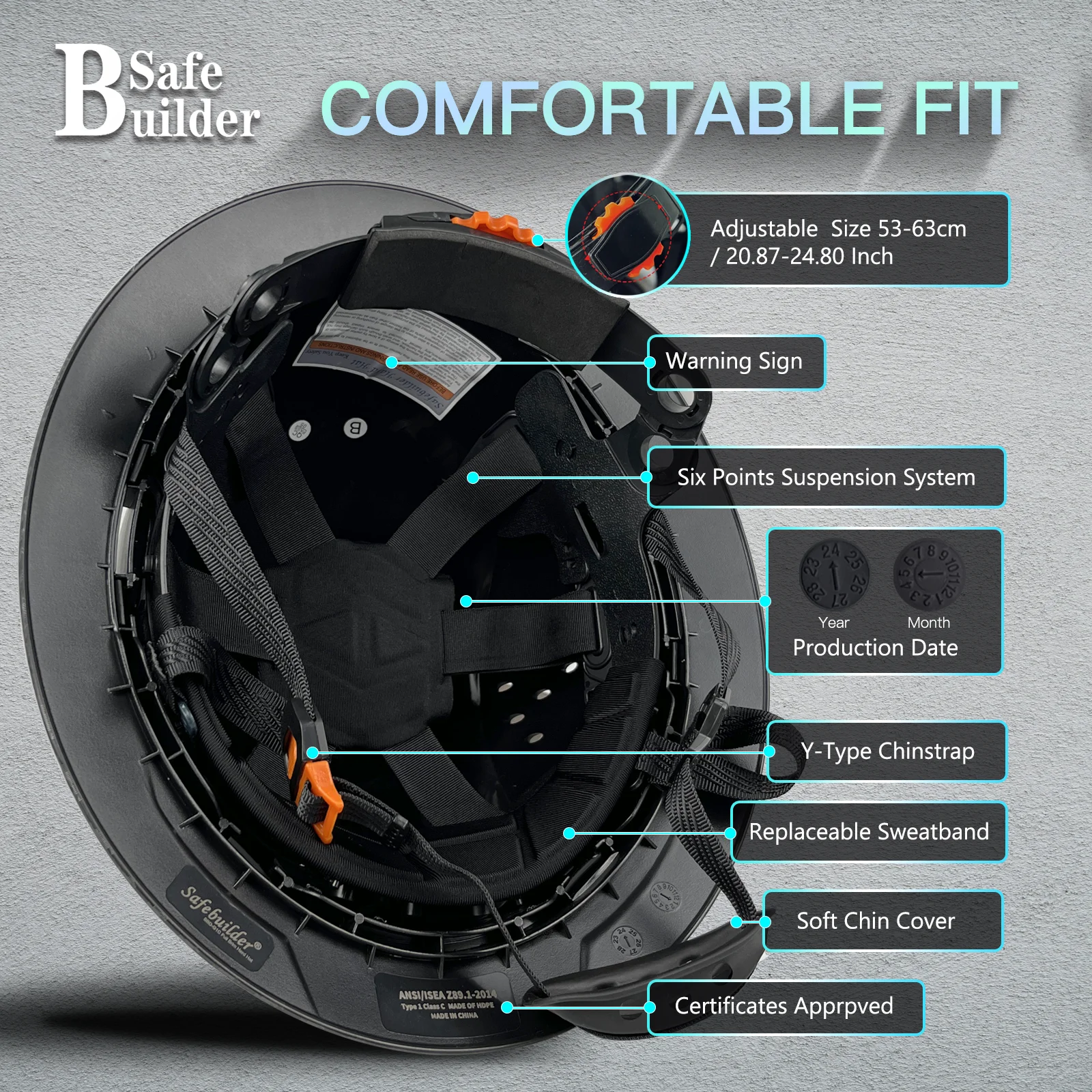 Full Brim Hard Hat For Engineer Carbon Fiber Pattern Safety Helmet Sunshade ANSI Head Protection Industrial & Construction