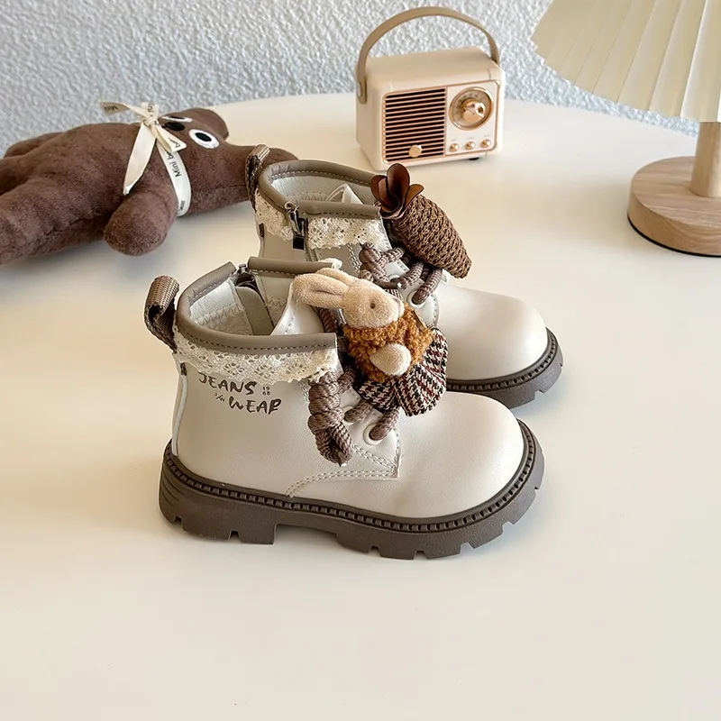 أحذية قصيرة على الموضة للفتيات 2024 أحذية قطنية جديدة لخريف وشتاء كارتونية مخملية دافئة بسحاب جانبي للأميرة #3