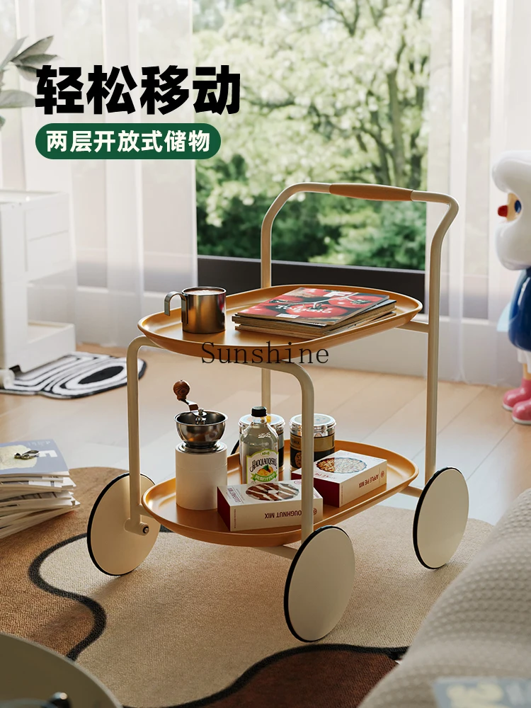 Sofa moving side few with wheels balcony small table creative casual snack small push table