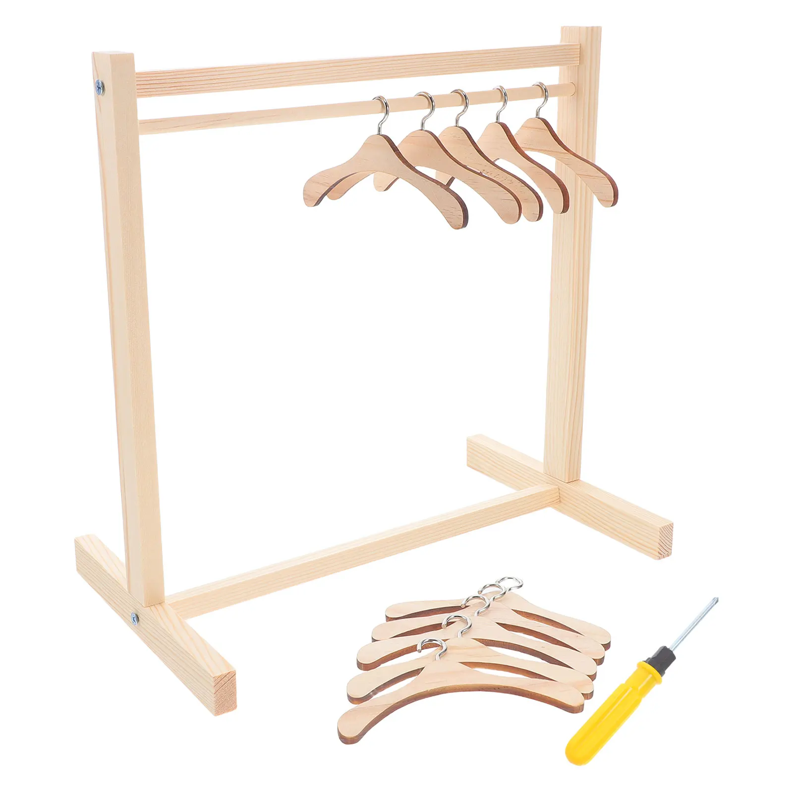 

1 Set Wooden Clothes Rack Mini Dress Hanger Sturdy Organizer For Outfits Display Storage Rack Accessories Suitable