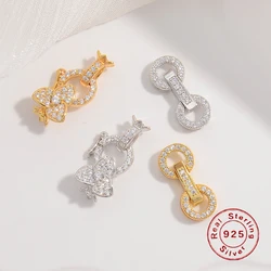 S925 Sterling Silver Inlaid Zircon Clasps ,Flower Design buckle connecter for DIY accessories SK40