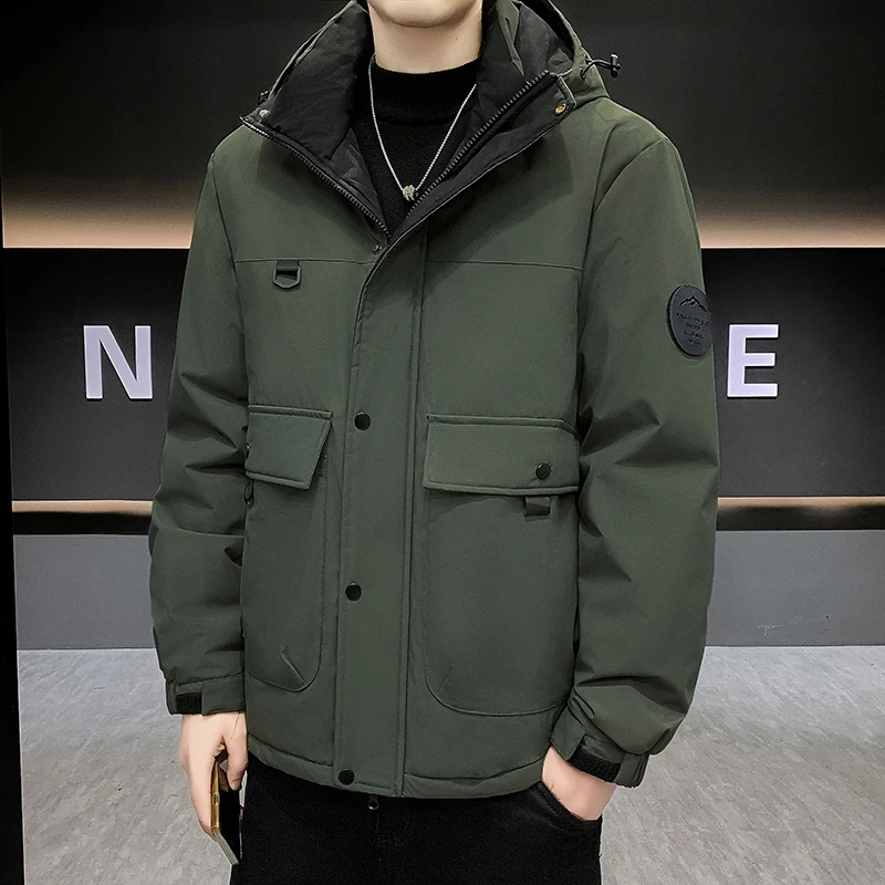 Мужская куртка-пуховик свободного пота, утепленное пальто, мужская одежда, парка, ветровка с капюшоном, ветрозащитная повседневная куртка, зимняя мужская куртка
