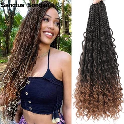 1-8 Paceks Boho Box Braids Crochet Hair 1B 613 T27 T30 Colors Bohomian Synthetic Trancas Box Braid Braiding Hair For Black Women