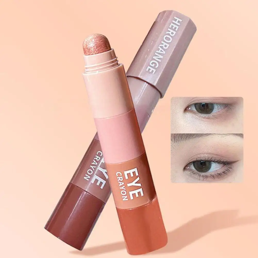 Vier-farbe Lidschatten Stift Liegen Seidenraupe Hochglanz Eye Shimmer Stick Lidschatten Erde-farbe Perle Faul schatten Bleistift V3S3