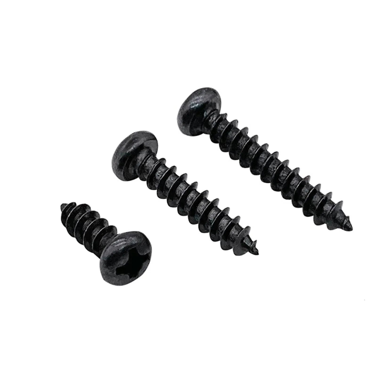 50/200pcs M1 M1.2 M1.4 M1.7 M2 M2.3 M2.6M3 M3.5 M4 GB845 Black Steel Small Phillips Cross Round Pan Head Self-tapping Wood Screw