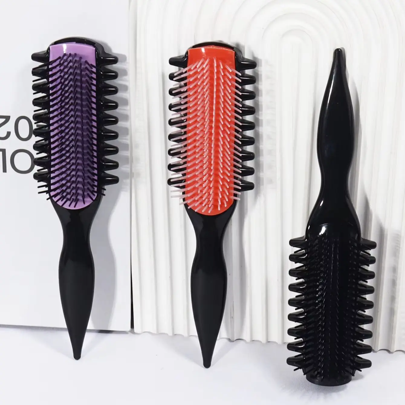 Multi tooth nine row nylon comb, curling comb, nylon bristles, anti-static and heat-resistant, special for real hair wigs image 2