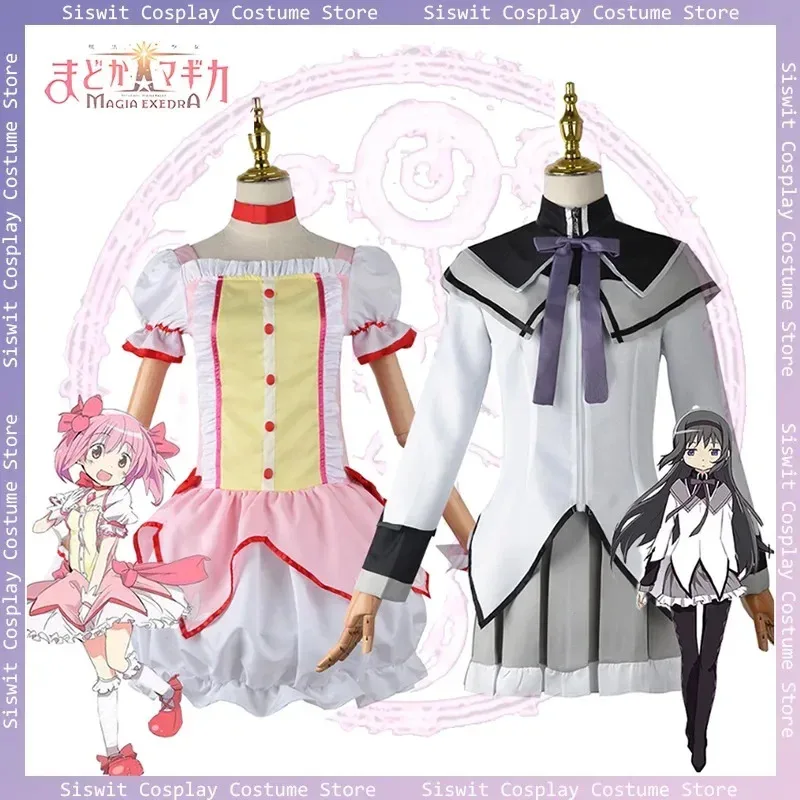 

Anime Puella Magi Madoka Magica Akemi Homura Costume Full Set Cosplay Sock Headdress Prop Accessories Uniform Carnival Dress Up