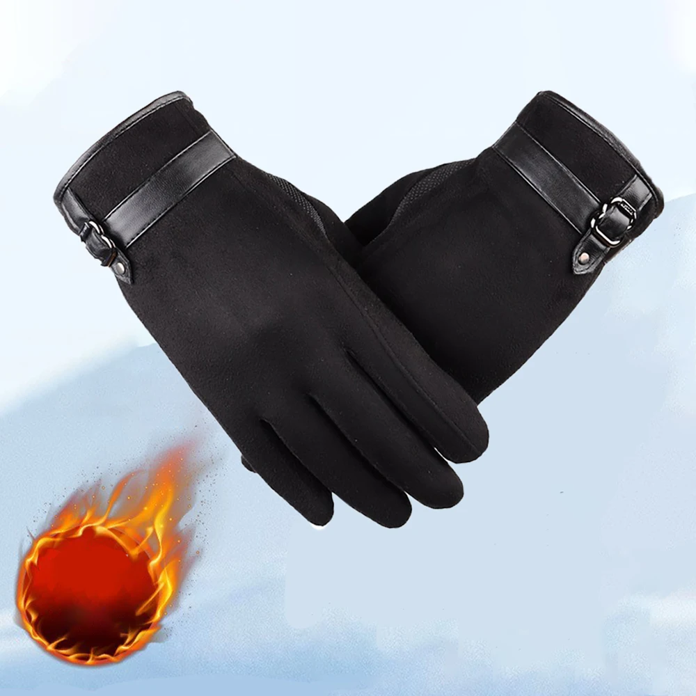 

Windproof Warm Men's Gloves Winter Touchscreen Texting Phone Driving Motorcycle Gloves Fleece Lined Thick Full Finger Gloves