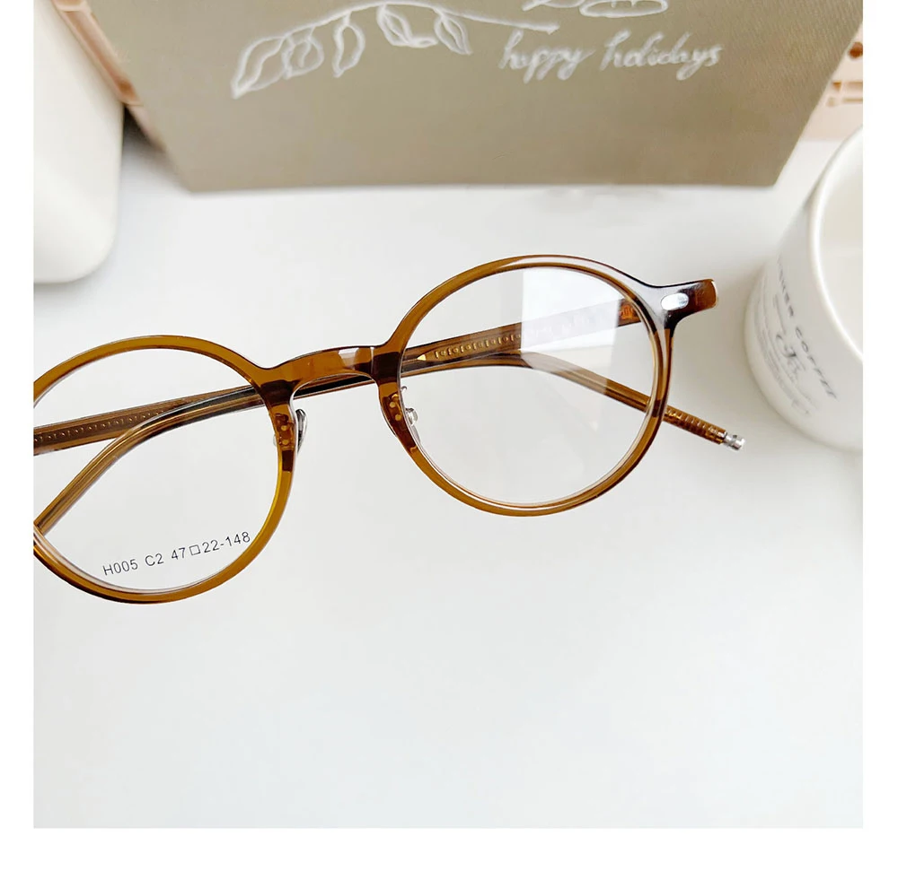 Japanese Vintage Round Acetate Glasses Frame Men Women Fashion H005 Brand Design Eyeglasses Handmade Ultralight Eyewear Korea