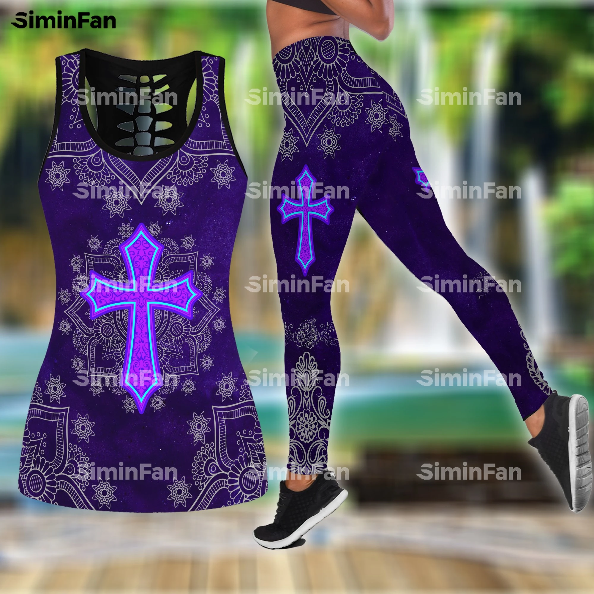 

Christian Mandala 3D Printed Tank Top Legging Women Vest Pant Suits Female Combo Outfit Summer Two Piece Set Yoga Sportswear