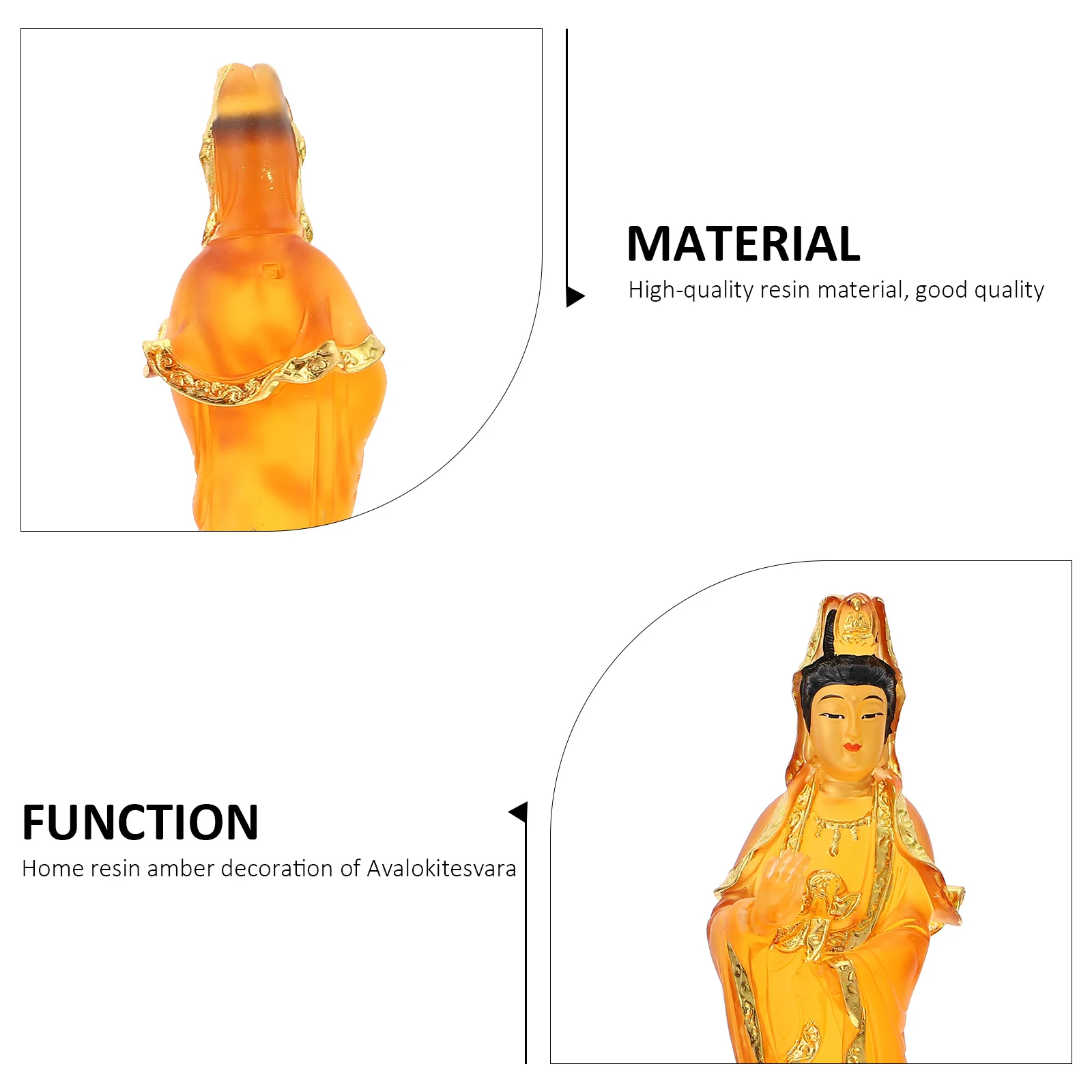 

1Pcs Guanyin Statue Resin Desktop Ornament Creative Auspicious Office Tabletop Decoration Home Resin Sculpture Gift