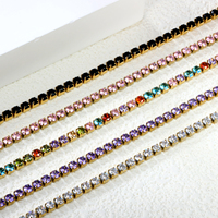 Colored Crystal Zirconium 17cm Bracelet Stainless Steel Girls' Jewelry Personality Niche Jewelry Low Price Clearance Processing