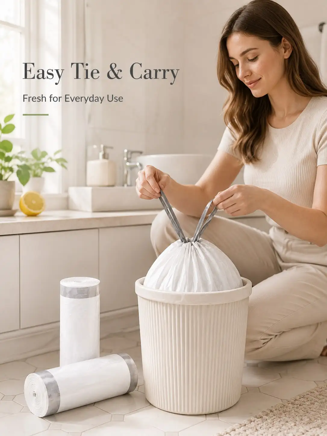 400PCS 4 Gallon Small Drawstring Trash Bags, Disposable Garbage Bags, 17.7 X 17.7 In Trash Can Liners, Back To School Dorm Waste Bags For Bathroom, Kitchen, Bedroom, Office, Apartment, Travel, Small Bins And Daily Home Cleanup