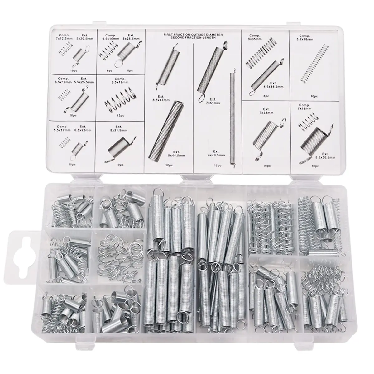 

200 piece spring classification kit, extension and compression spring kit, small spring, tension spring, small spring, galvanize