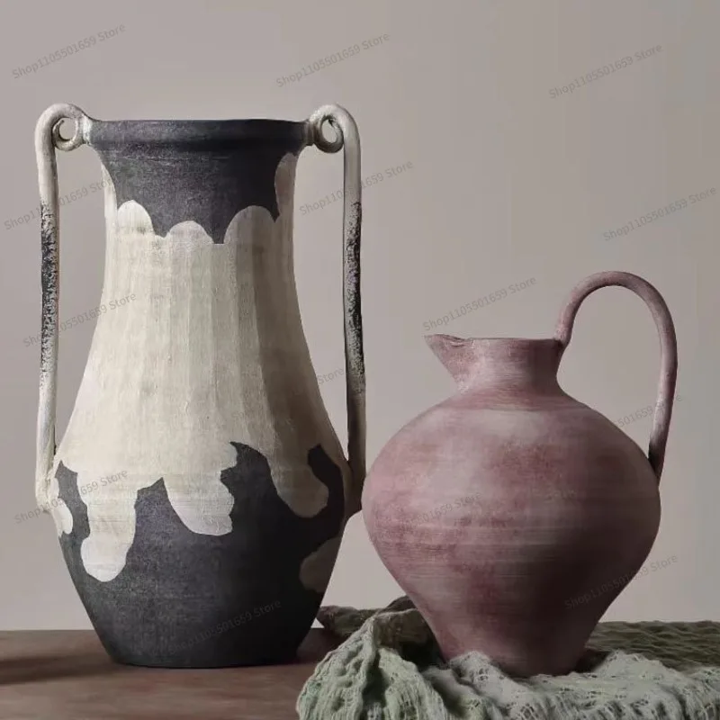 For Vase Ornament Morandi Pottery Vintage Flower Ware Home Living Room Desktop Decoration Flower Pot