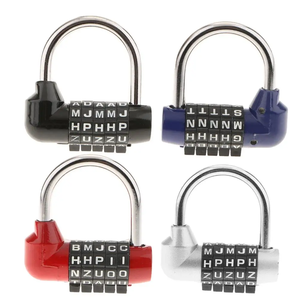 5 Dial Password Lock Zinc Alloy Sturdy Security Letters Combination Padlock Code style Padlock-Easy to Set for Travel Bag Bike