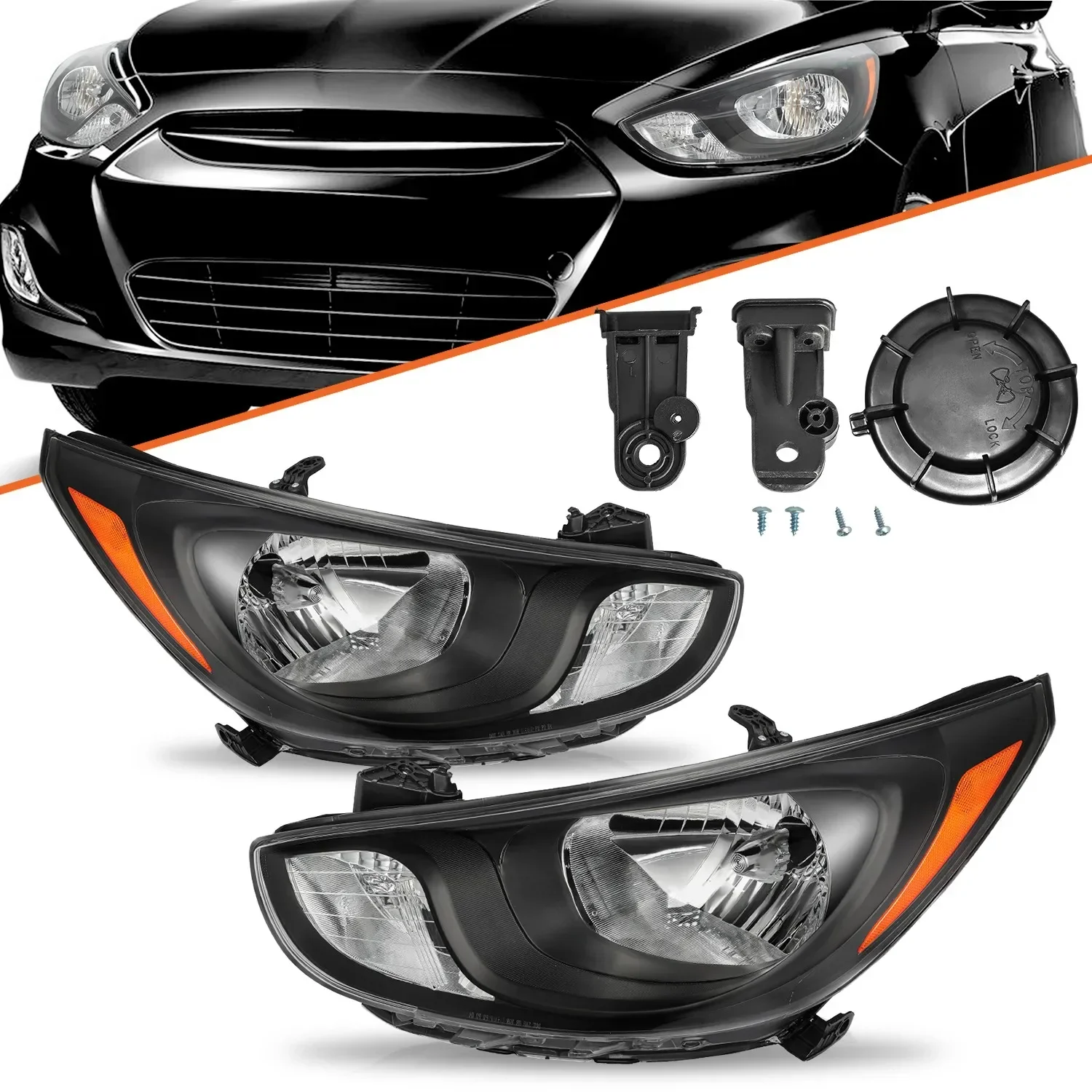 

For 2012-2014 Hyundai Accent Sedan Halogen Headlights Left Right Side Headlamps
