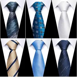 Wholesale Mix Colors Fashion 8 cm Tie Golden Blue White Necktie For Man Suit Accessories Fit Formal Party Wedding Gravatas