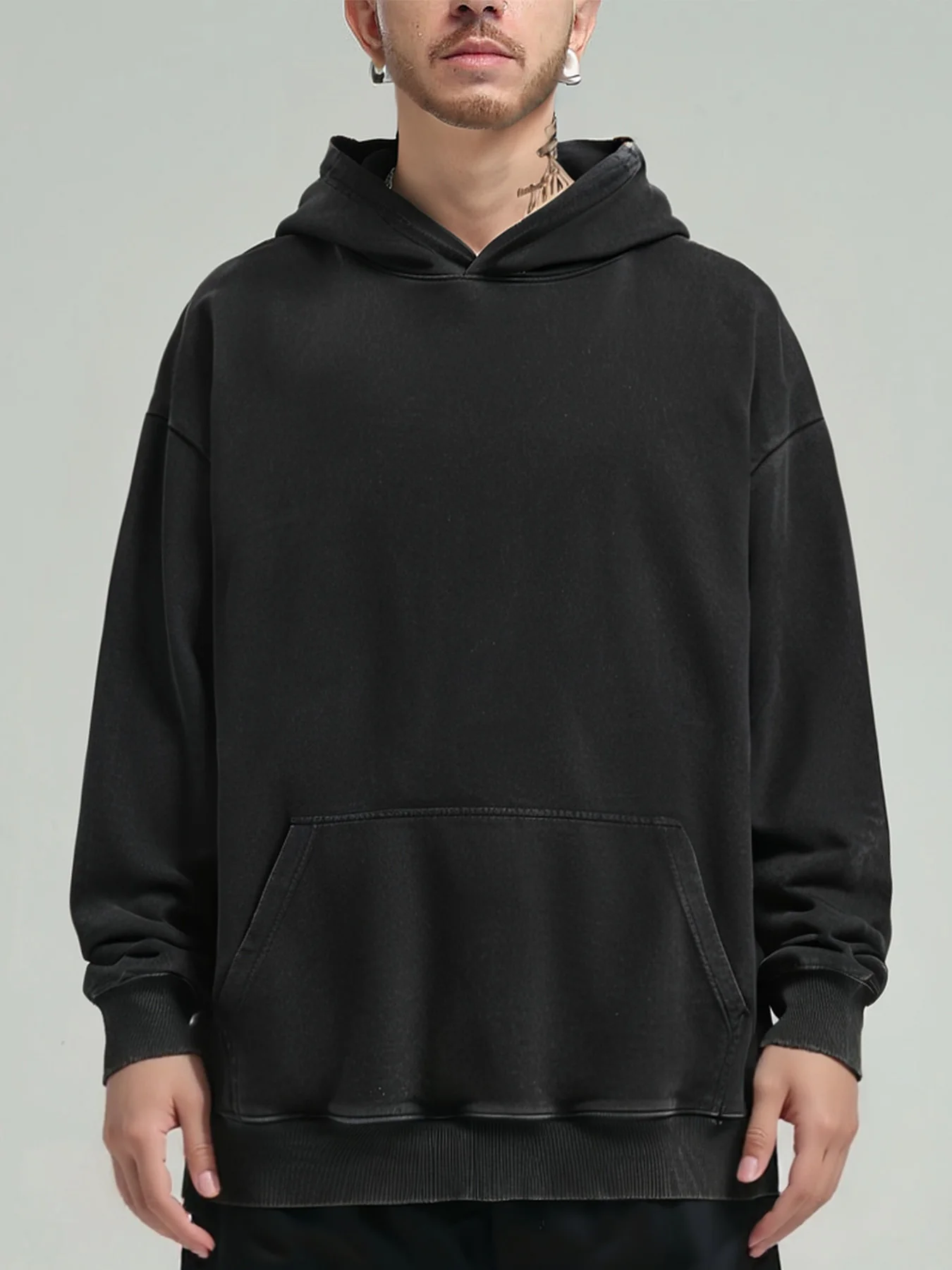 

Sycpman Retro Pure Cotton Patchwork Hoodie for Men Autumn and Winter Loose Casual Hoodies Streetwear Clothing