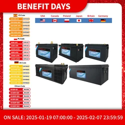 12V 24V 48V LiFePO4 Lithium-ijzerfosfaat Batterij Met BMS 60 80 100 120 180 200 300Ah Voor Golfkar EV RV Zonne-energie Opslag