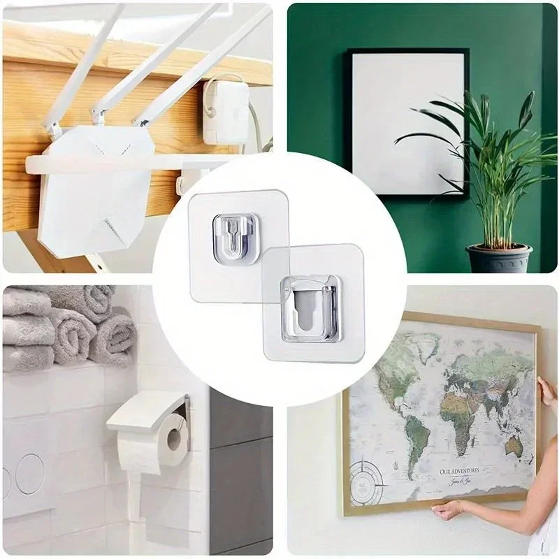 Ganchos Adhesivos de Doble Cara para Pared, Ganchos de Succión Transparentes y Resistentes, Ganchos de Almacenamiento para Baño, Cocina y Dormitorio