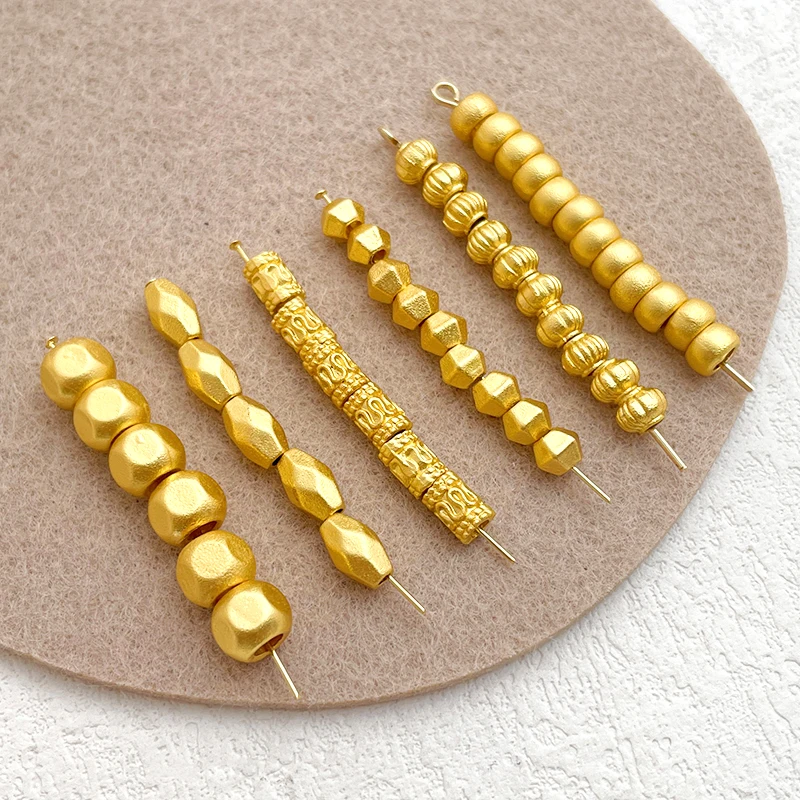 20 Pieces  Brass Plated Matte Gold Frosted Straight Hole Spacer Beads  DIY Jewelry Charm Making Bracelet Necklace Accessories