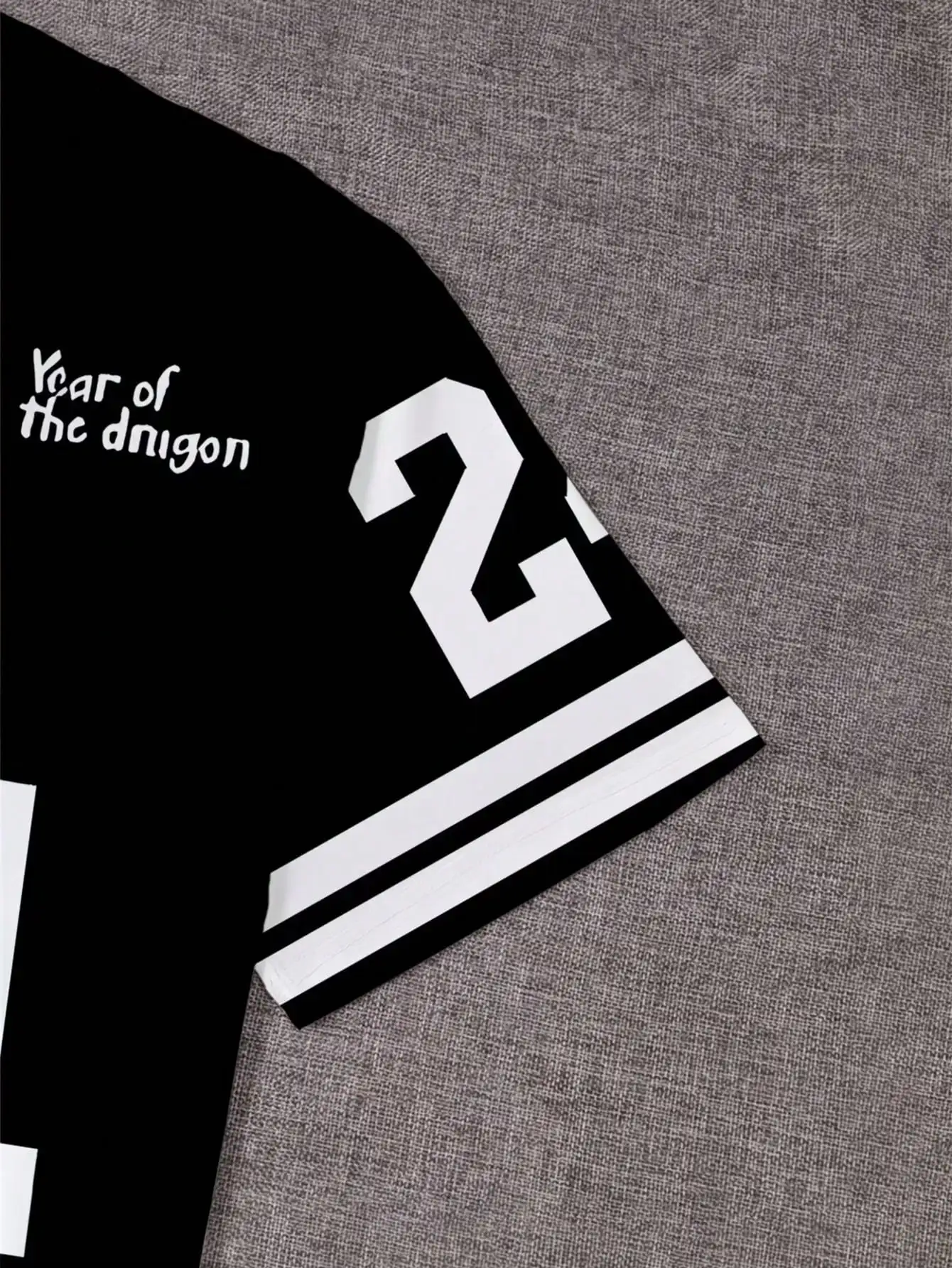 Teenager-Freizeit-T-Shirt mit Rundhalsausschnitt, bequem, sportlich, mit alphanumerischem Aufdruck, kurzärmelig, Kinderbekleidung – Detail 4