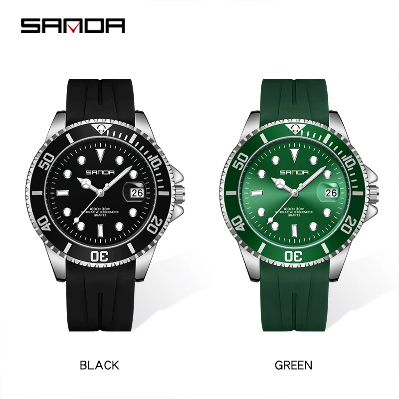 SANDA Fashion Business Hot Sell  Men Watch Top Brand Luxury Waterproof Silicone Quartz Sport Clock Men Watches Relogio Masculino