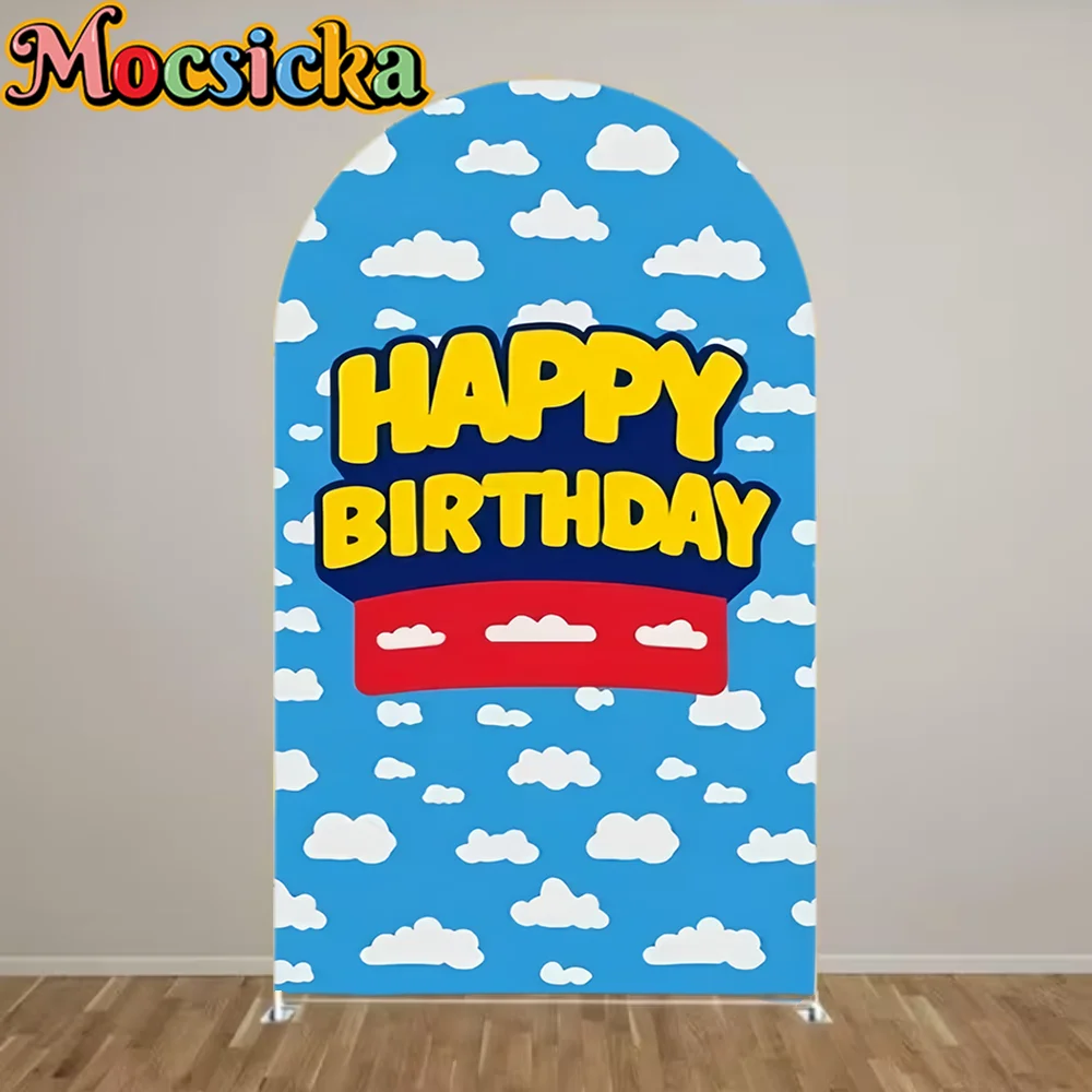 Mocsicka Custom 2-Sided Anime Game Element Theme Clouds Baby Shower Kids Birthday Cover Chiara Arch Wall Decor Backdrop