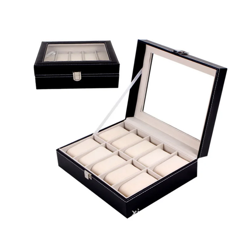 Caja de almacenamiento de cuero para reloj