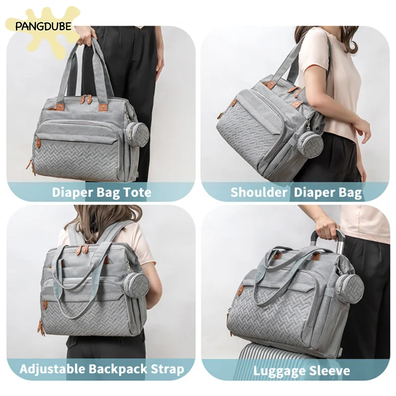 PANGDUBE Diaper Bags with 1pc Pacifier Bag Dad Mom Backpack for Travel Mommy Backpack for Baby Accessories Maternity Bag