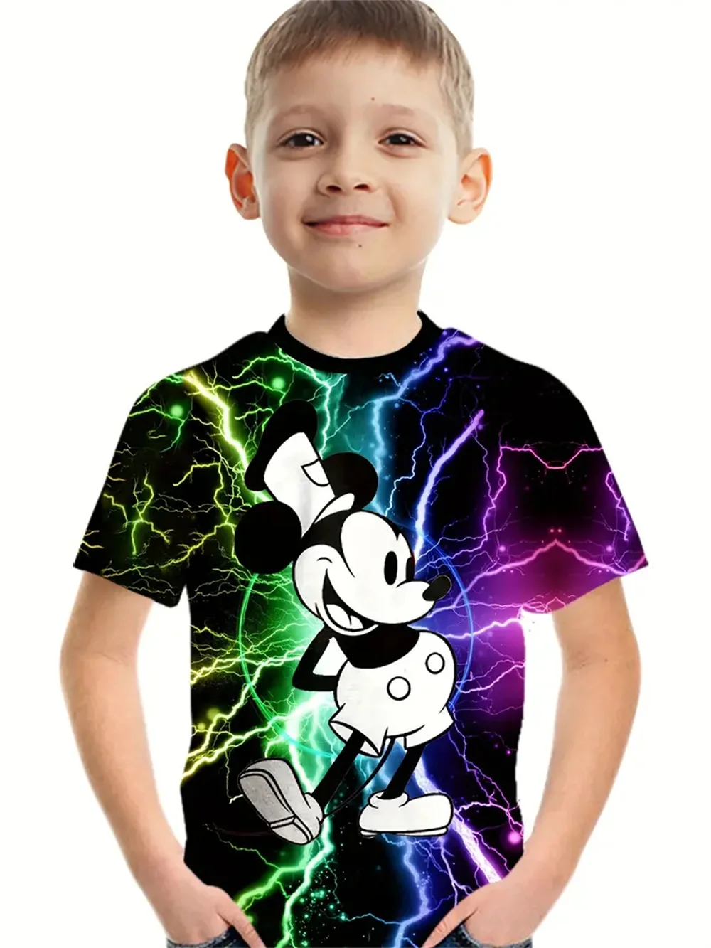 

2025 Mickey Disney Boys Girls T-Shirts 3d Printed Cartoon Casual Children's Clothing Top Tee Clothing T-Shirts