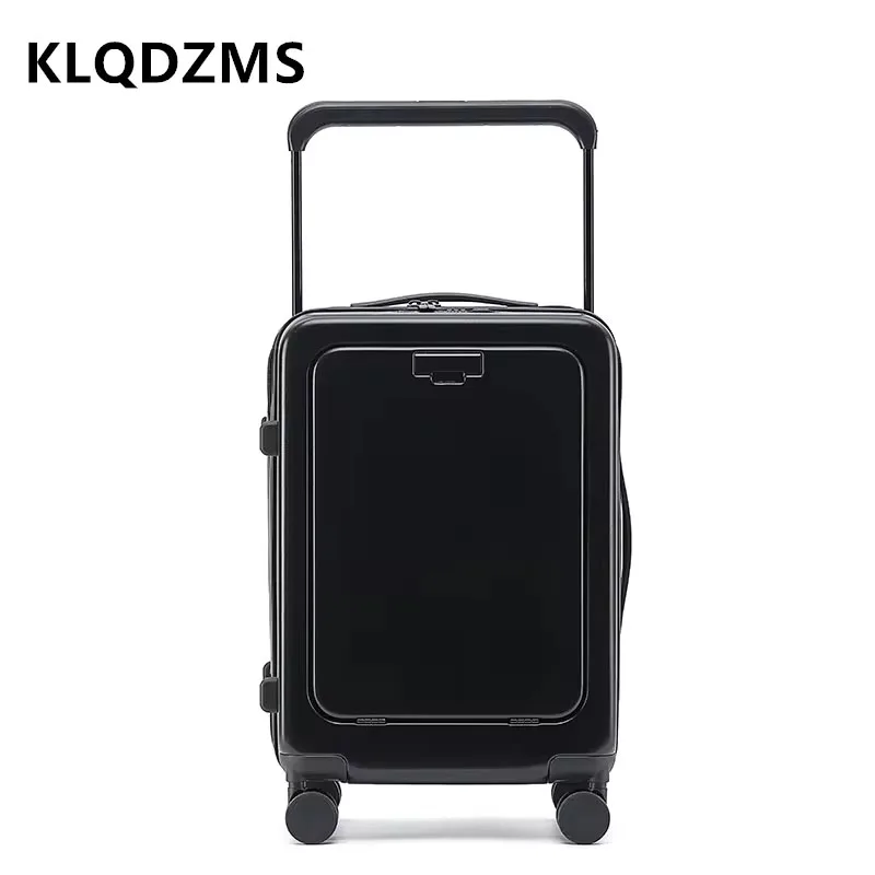 KLQDZMS 20 Inch Cabin Suitcase Front Opening Laptop Boarding Case PC Trolley Case Student Universal Carry-on Travel Luggage