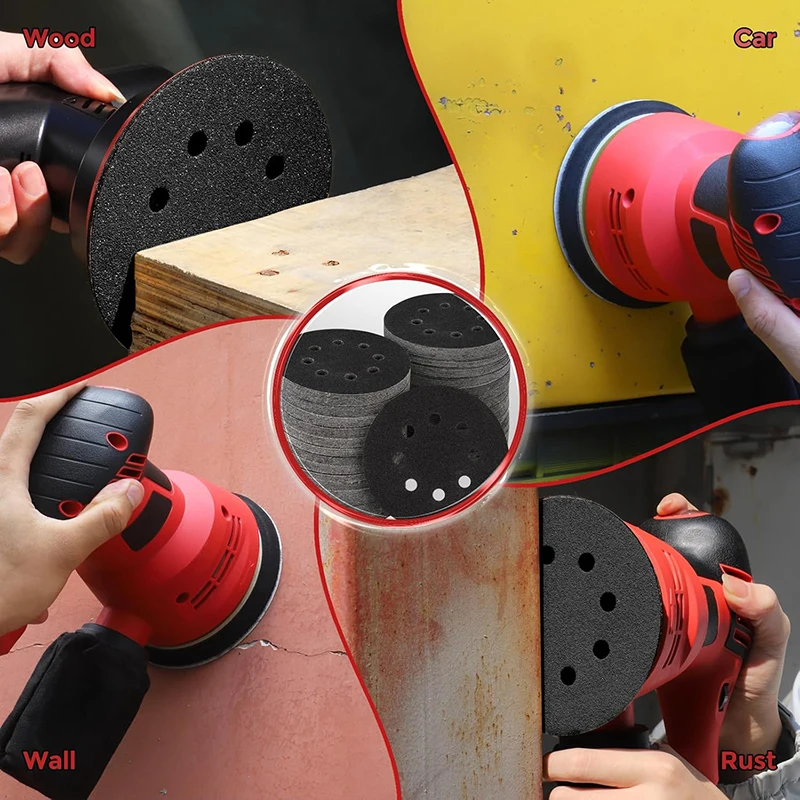 10個入り 5インチ 8穴 125mm 水/乾式研削ディスク サンドペーパー マジック式 サンディングディスク 60-10000グリット サンディングペーパー 研磨工具