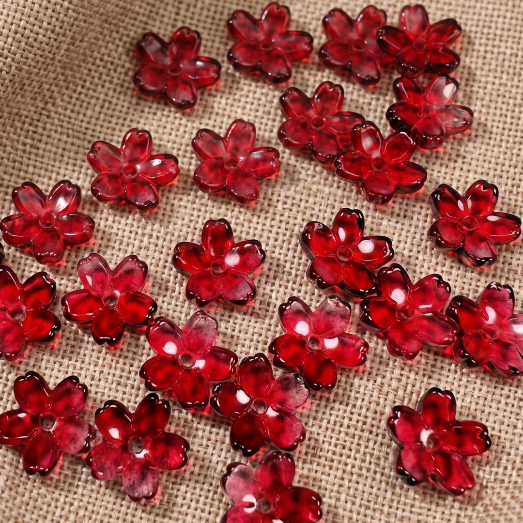 50pcs 10mm Acrylic Flower Beads Czech Glass 5-Petal Mini Spacer Hair Accessories Christmas for Bracelets Earring Jewelry Making image 6