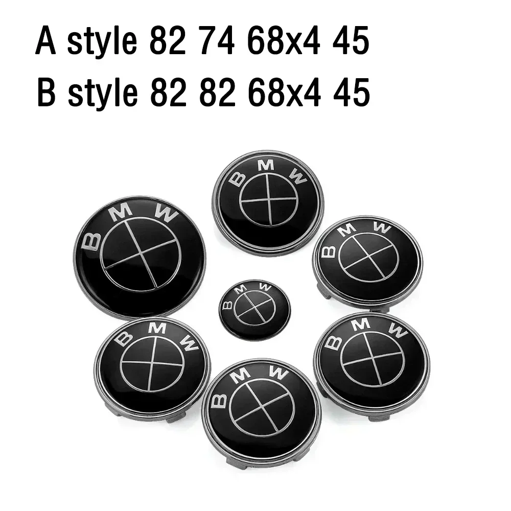 7Pcs Car Hood Front Rear Trunk Emblem Badge For BMW original Logo all black E36 E46 E53 E90 E60 E93 E87 G01 G20 X3 X5 F30 F20 X6