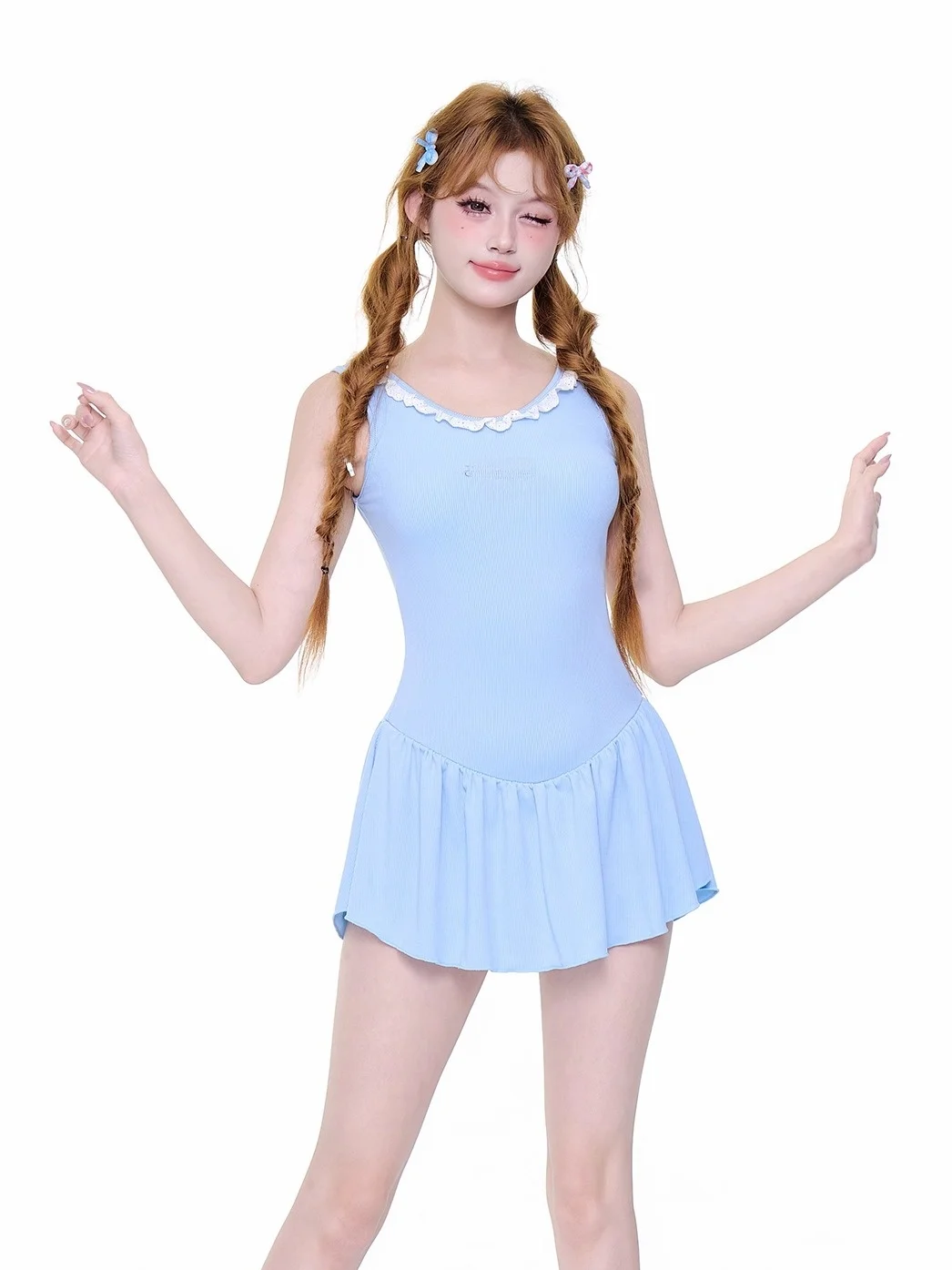 

Mimoi Closet Blue Bell Pure Desire Swimsuit Women's Skirt Sle Swimming Costume Qui Dry Sweet Fre Japanese Sle